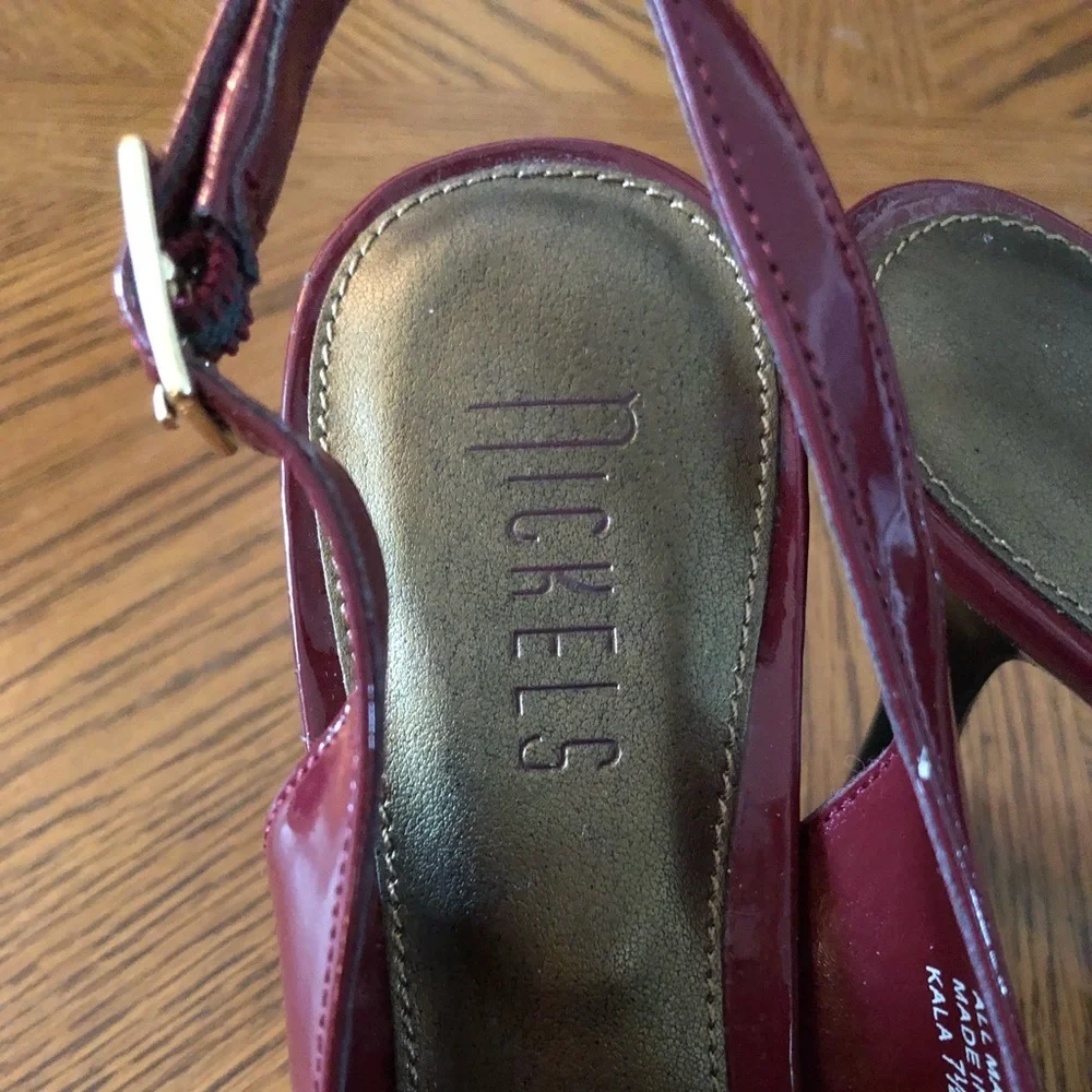 Bordeaux Patent Leather Sling-Back Heels